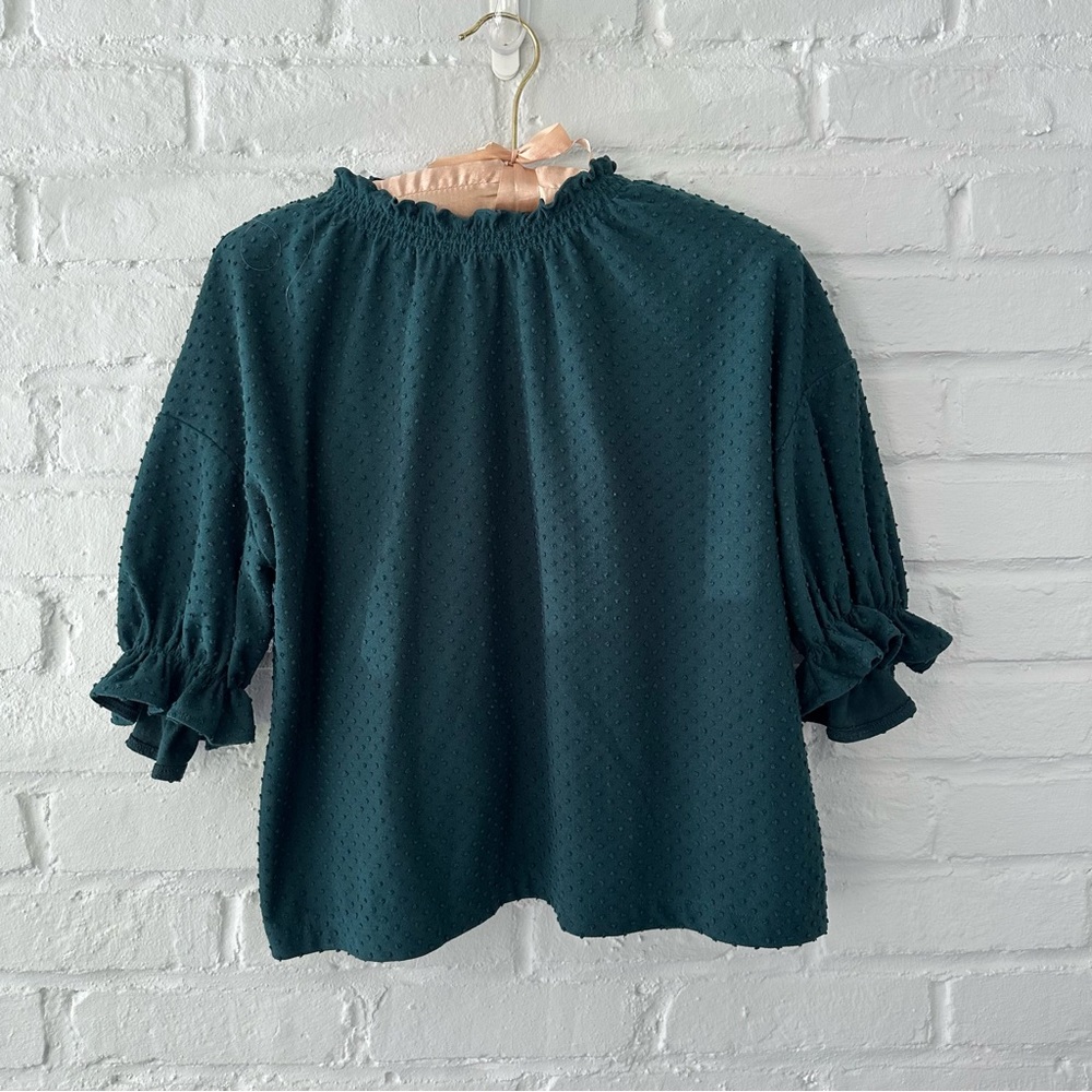 Madewell Tops | Madewell Texture & Thread Dot Smocked Top Cottagecore Green - Picture 6 of 6